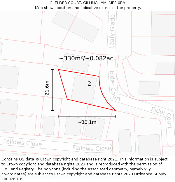 2, ELDER COURT, GILLINGHAM, ME8 0EA: Plot and title map