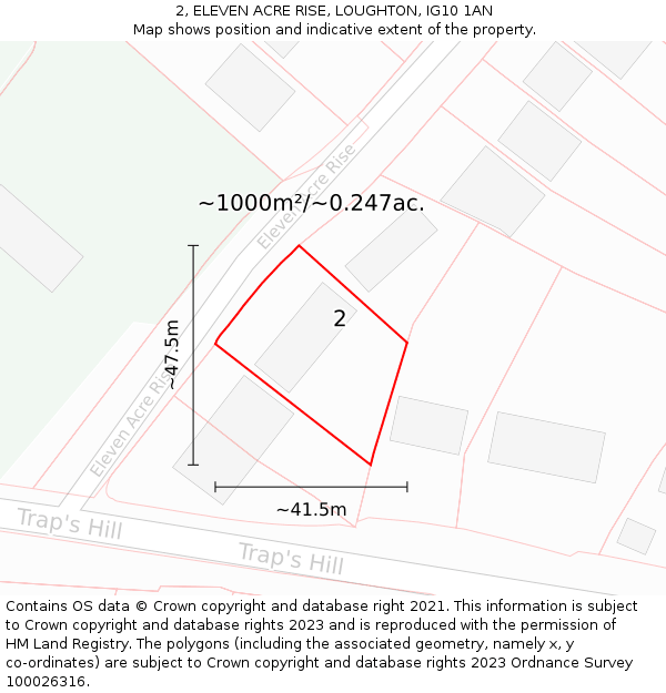 2, ELEVEN ACRE RISE, LOUGHTON, IG10 1AN: Plot and title map