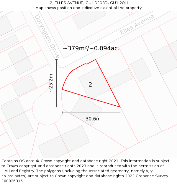 2, ELLES AVENUE, GUILDFORD, GU1 2QH: Plot and title map