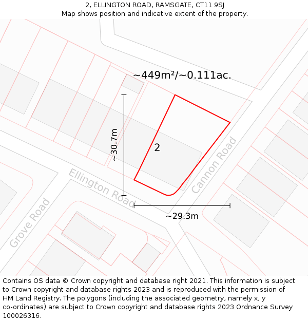 2, ELLINGTON ROAD, RAMSGATE, CT11 9SJ: Plot and title map