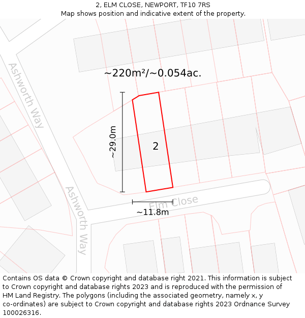 2, ELM CLOSE, NEWPORT, TF10 7RS: Plot and title map