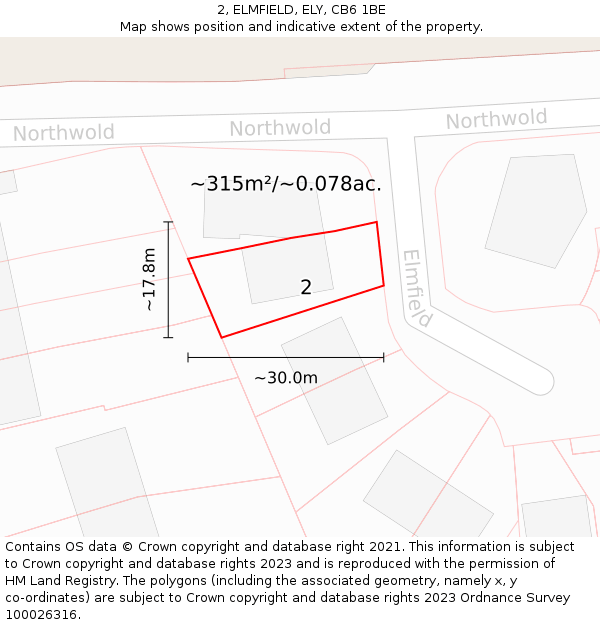 2, ELMFIELD, ELY, CB6 1BE: Plot and title map