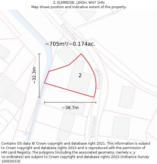 2, ELMRIDGE, LEIGH, WN7 1HN: Plot and title map