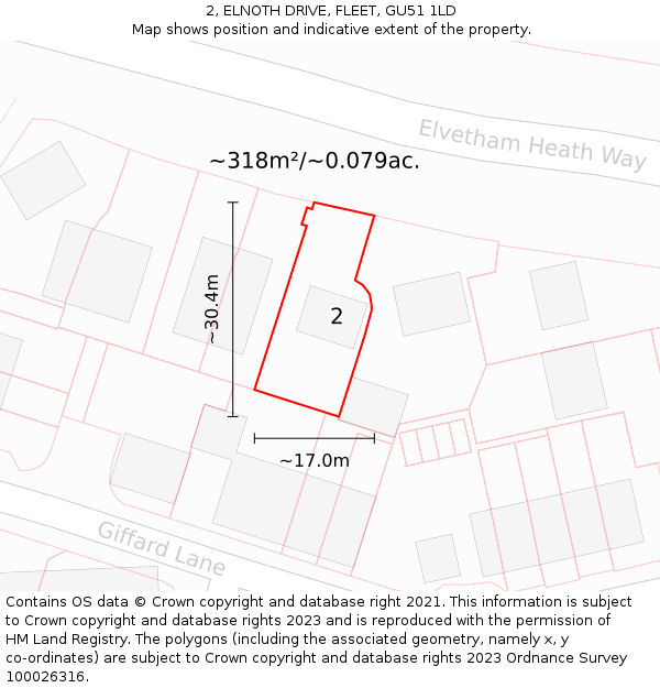 2, ELNOTH DRIVE, FLEET, GU51 1LD: Plot and title map