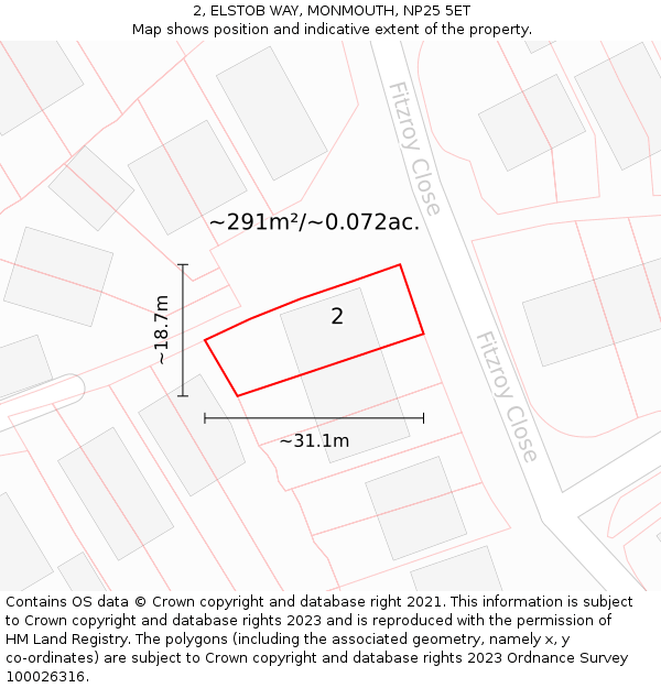 2, ELSTOB WAY, MONMOUTH, NP25 5ET: Plot and title map