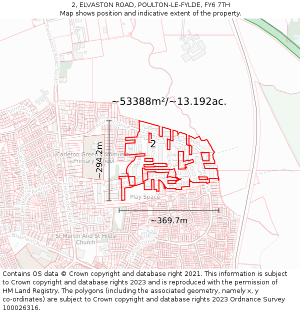 2, ELVASTON ROAD, POULTON-LE-FYLDE, FY6 7TH: Plot and title map