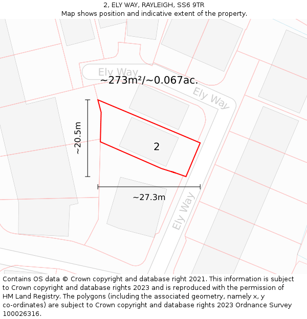 2, ELY WAY, RAYLEIGH, SS6 9TR: Plot and title map