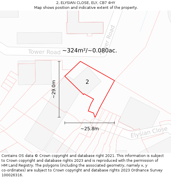 2, ELYSIAN CLOSE, ELY, CB7 4HY: Plot and title map