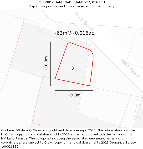 2, EMPINGHAM ROAD, STAMFORD, PE9 2RH: Plot and title map