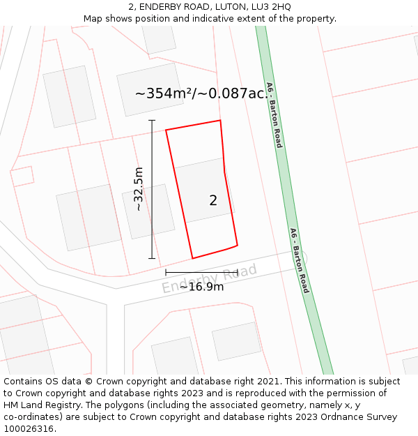 2, ENDERBY ROAD, LUTON, LU3 2HQ: Plot and title map