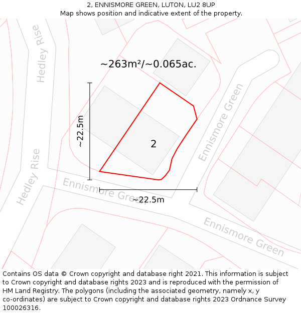 2, ENNISMORE GREEN, LUTON, LU2 8UP: Plot and title map