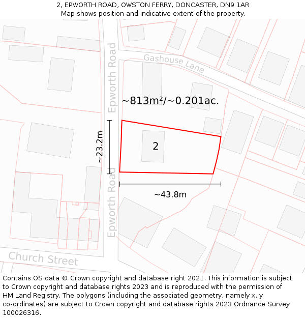 2, EPWORTH ROAD, OWSTON FERRY, DONCASTER, DN9 1AR: Plot and title map