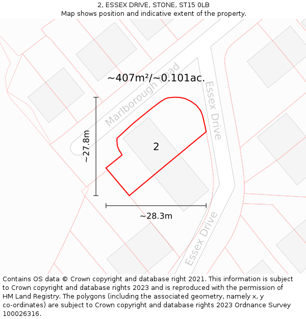 2, ESSEX DRIVE, STONE, ST15 0LB: Plot and title map