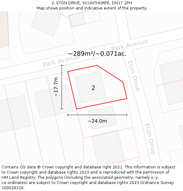 2, ETON DRIVE, SCUNTHORPE, DN17 2PH: Plot and title map