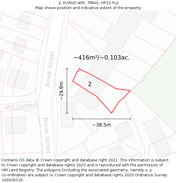 2, EVANS WAY, TRING, HP23 5UJ: Plot and title map