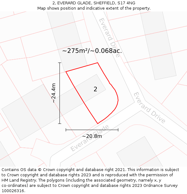 2, EVERARD GLADE, SHEFFIELD, S17 4NG: Plot and title map