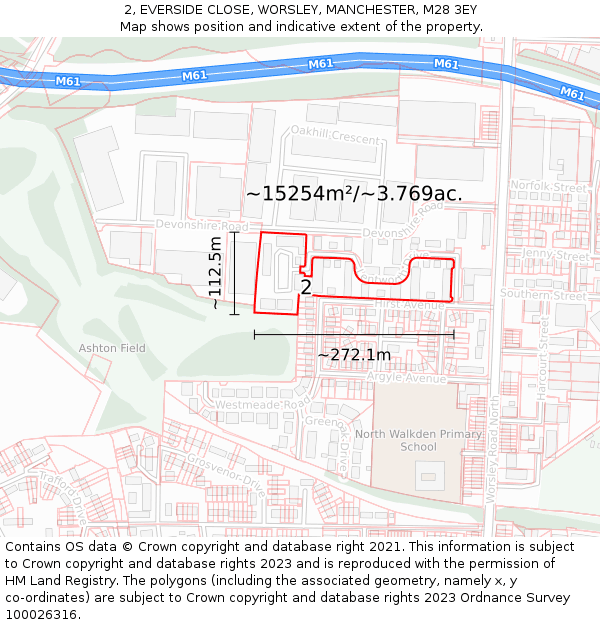 2, EVERSIDE CLOSE, WORSLEY, MANCHESTER, M28 3EY: Plot and title map