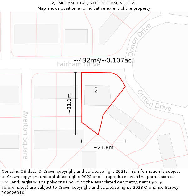 2, FAIRHAM DRIVE, NOTTINGHAM, NG8 1AL: Plot and title map