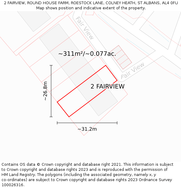 2 FAIRVIEW, ROUND HOUSE FARM, ROESTOCK LANE, COLNEY HEATH, ST ALBANS, AL4 0FU: Plot and title map