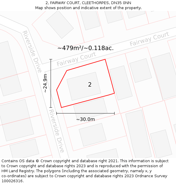 2, FAIRWAY COURT, CLEETHORPES, DN35 0NN: Plot and title map