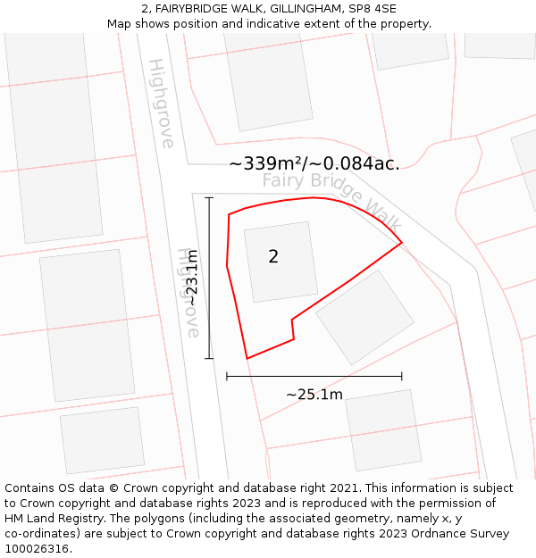 2, FAIRYBRIDGE WALK, GILLINGHAM, SP8 4SE: Plot and title map