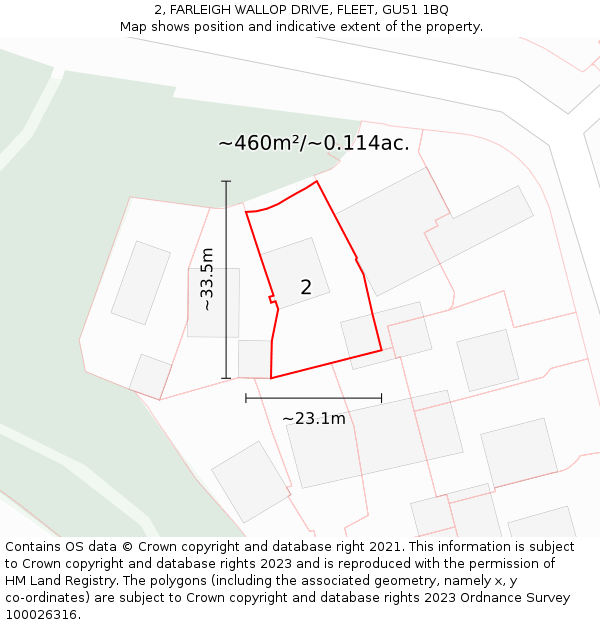 2, FARLEIGH WALLOP DRIVE, FLEET, GU51 1BQ: Plot and title map