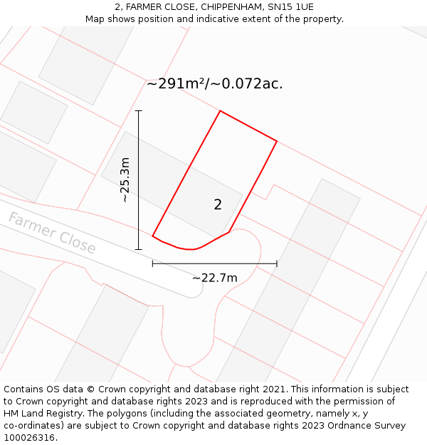 2, FARMER CLOSE, CHIPPENHAM, SN15 1UE: Plot and title map