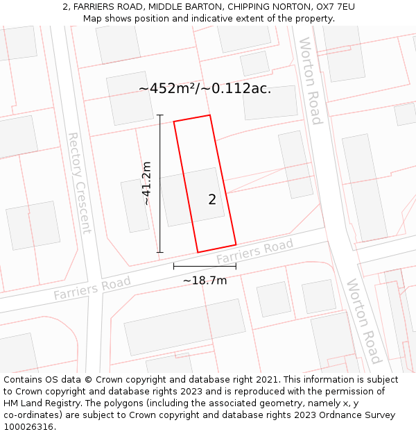 2, FARRIERS ROAD, MIDDLE BARTON, CHIPPING NORTON, OX7 7EU: Plot and title map