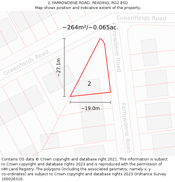 2, FARROWDENE ROAD, READING, RG2 8SD: Plot and title map