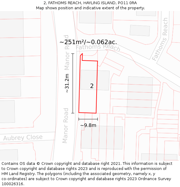 2, FATHOMS REACH, HAYLING ISLAND, PO11 0RA: Plot and title map