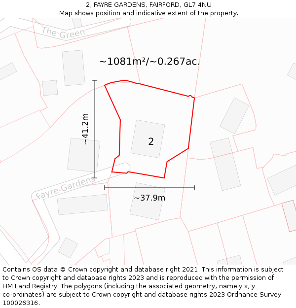 2, FAYRE GARDENS, FAIRFORD, GL7 4NU: Plot and title map