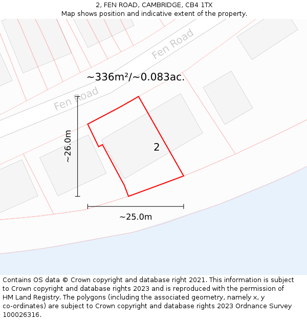 2, FEN ROAD, CAMBRIDGE, CB4 1TX: Plot and title map