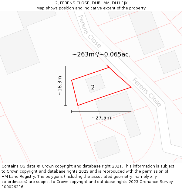 2, FERENS CLOSE, DURHAM, DH1 1JX: Plot and title map