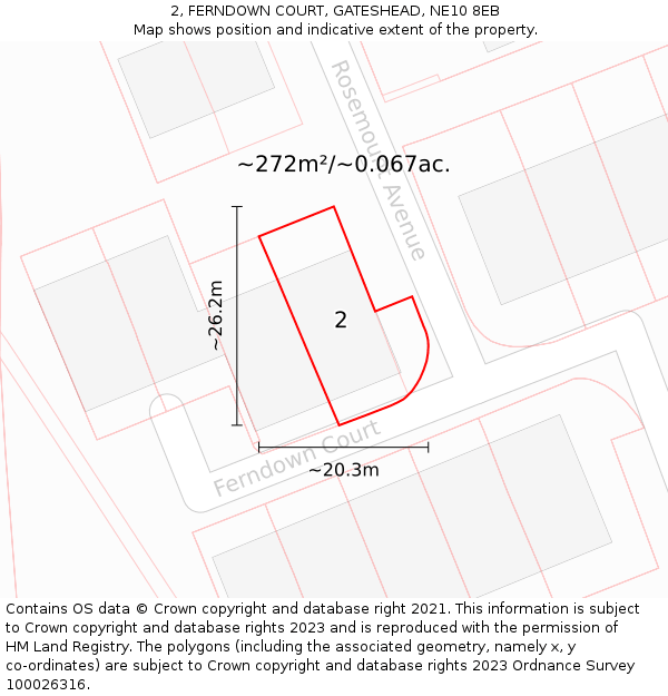 2, FERNDOWN COURT, GATESHEAD, NE10 8EB: Plot and title map