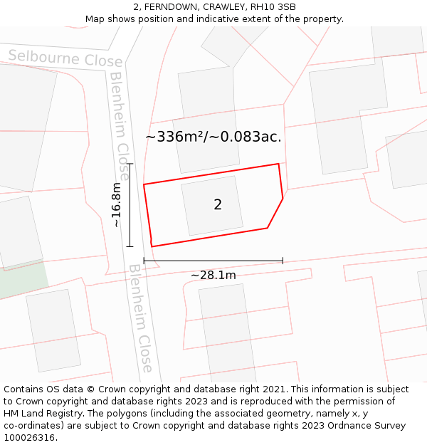 2, FERNDOWN, CRAWLEY, RH10 3SB: Plot and title map