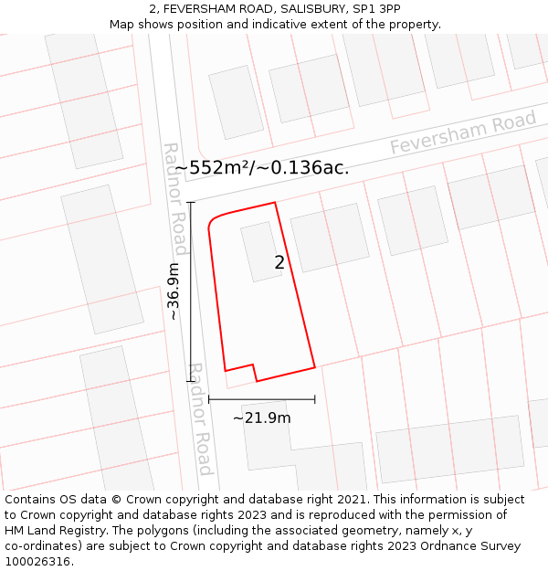 2, FEVERSHAM ROAD, SALISBURY, SP1 3PP: Plot and title map