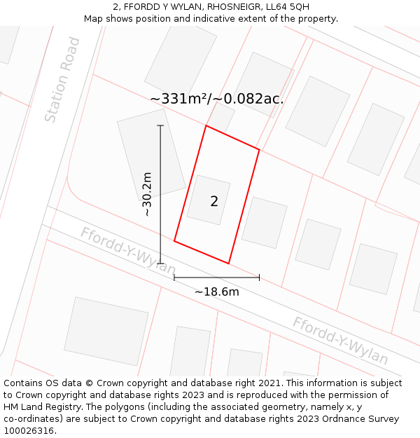 2, FFORDD Y WYLAN, RHOSNEIGR, LL64 5QH: Plot and title map