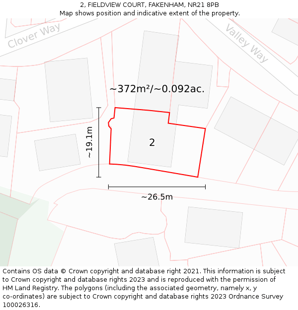 2, FIELDVIEW COURT, FAKENHAM, NR21 8PB: Plot and title map