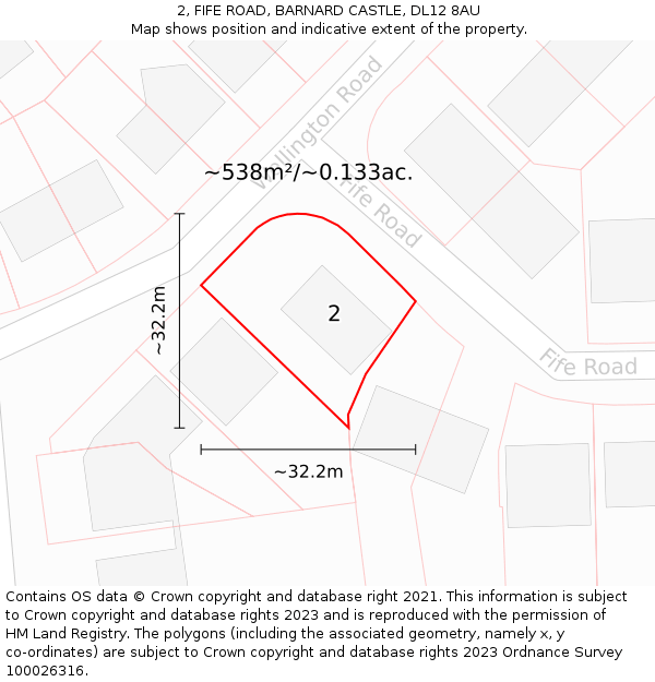 2, FIFE ROAD, BARNARD CASTLE, DL12 8AU: Plot and title map