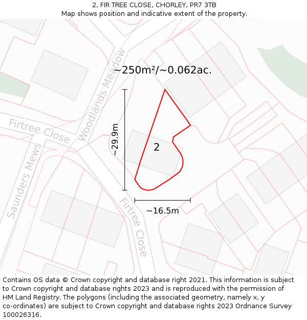 2, FIR TREE CLOSE, CHORLEY, PR7 3TB: Plot and title map