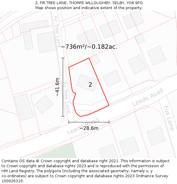 2, FIR TREE LANE, THORPE WILLOUGHBY, SELBY, YO8 9PG: Plot and title map