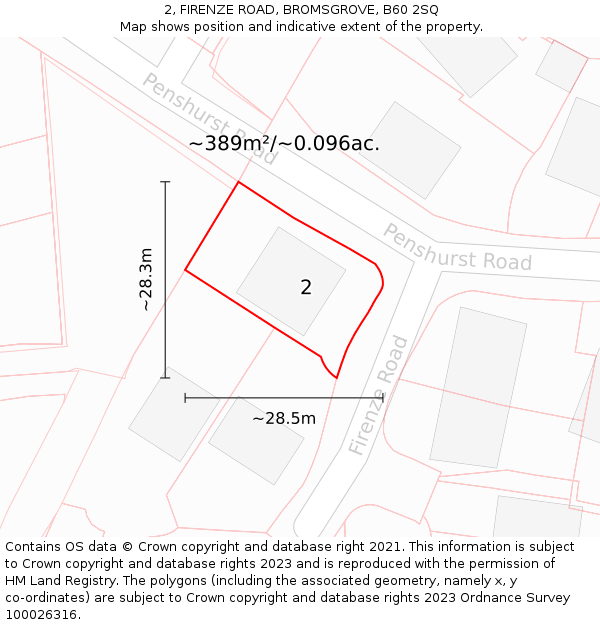 2, FIRENZE ROAD, BROMSGROVE, B60 2SQ: Plot and title map