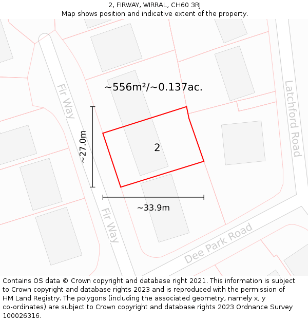 2, FIRWAY, WIRRAL, CH60 3RJ: Plot and title map