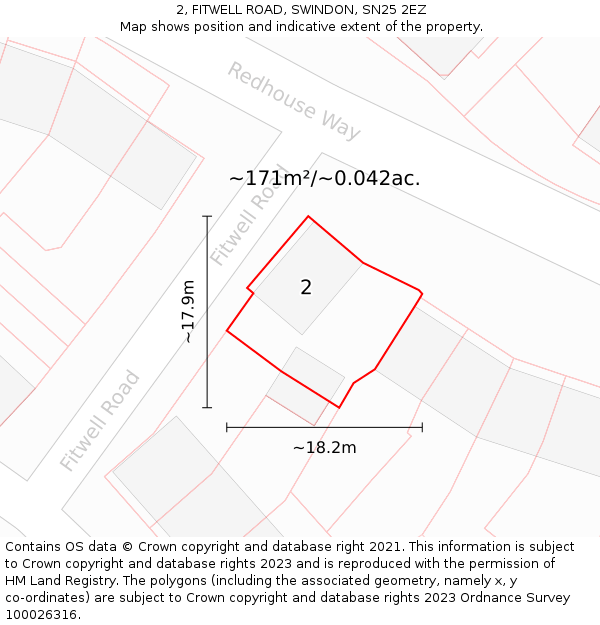 2, FITWELL ROAD, SWINDON, SN25 2EZ: Plot and title map