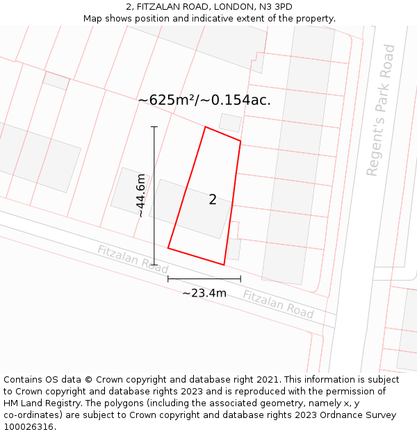 2, FITZALAN ROAD, LONDON, N3 3PD: Plot and title map