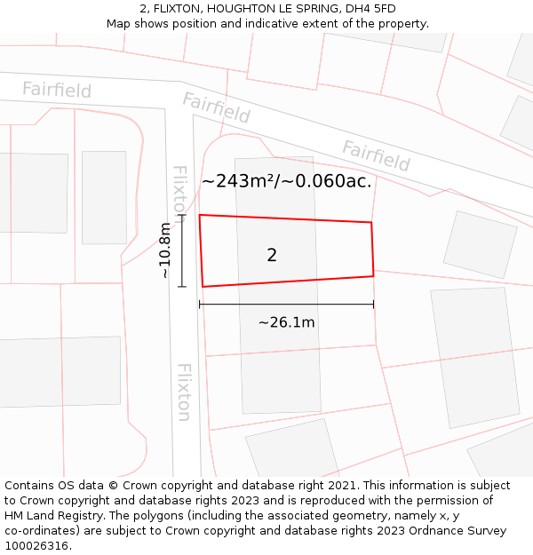 2, FLIXTON, HOUGHTON LE SPRING, DH4 5FD: Plot and title map