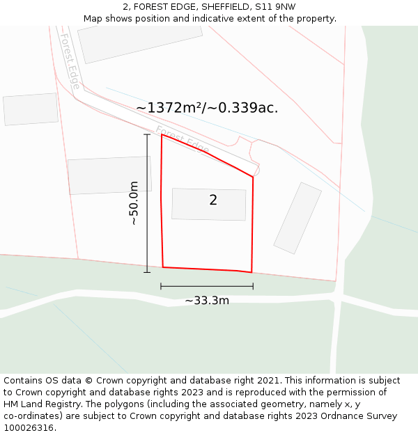 2, FOREST EDGE, SHEFFIELD, S11 9NW: Plot and title map