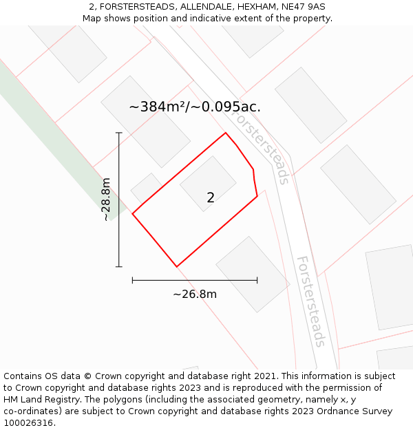 2, FORSTERSTEADS, ALLENDALE, HEXHAM, NE47 9AS: Plot and title map