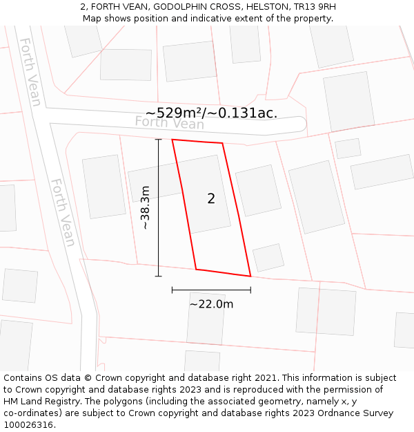 2, FORTH VEAN, GODOLPHIN CROSS, HELSTON, TR13 9RH: Plot and title map