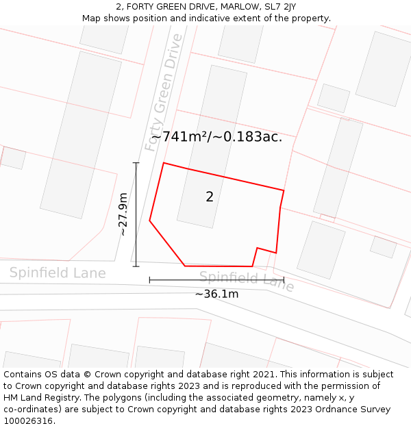 2, FORTY GREEN DRIVE, MARLOW, SL7 2JY: Plot and title map